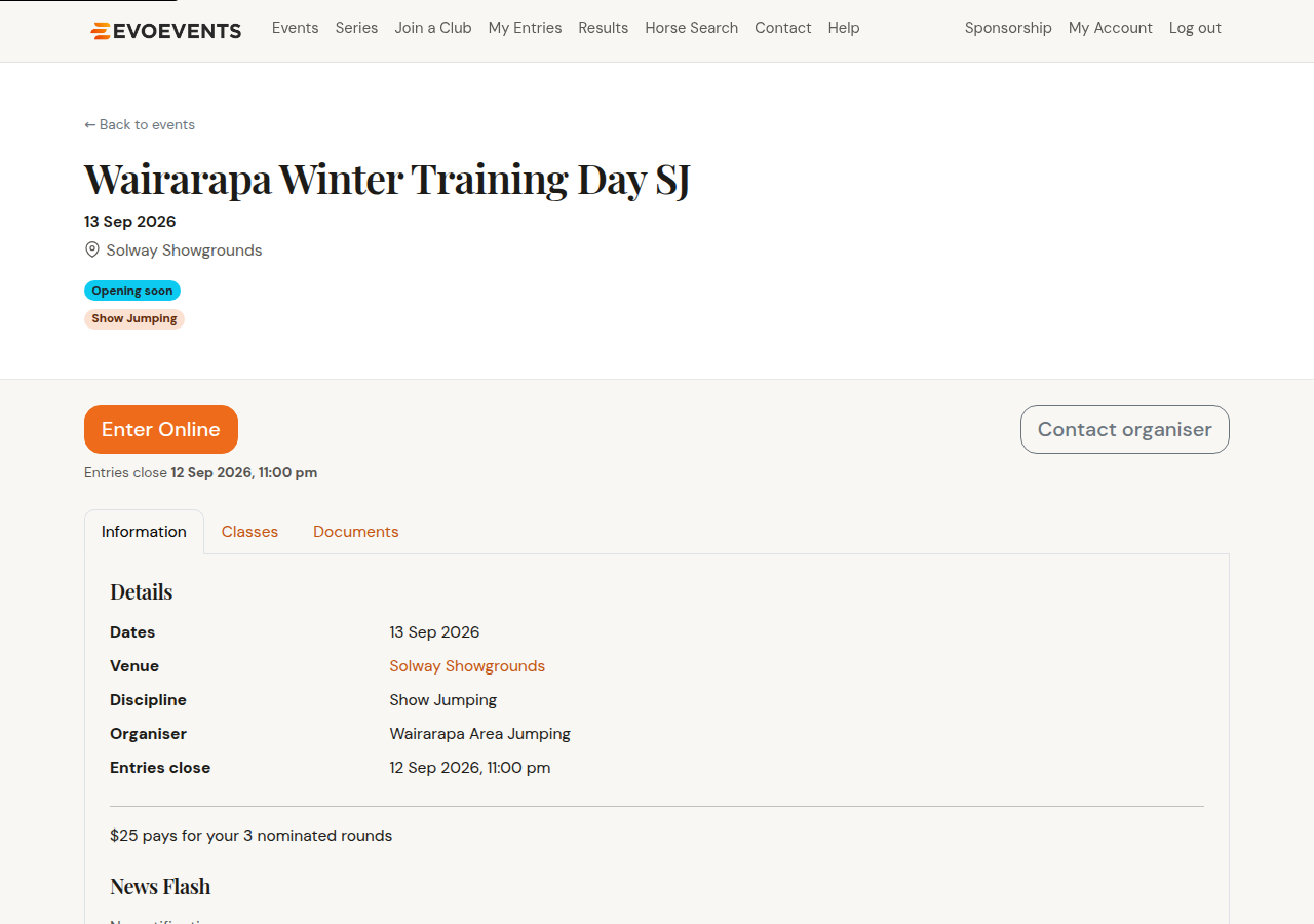 An event details page