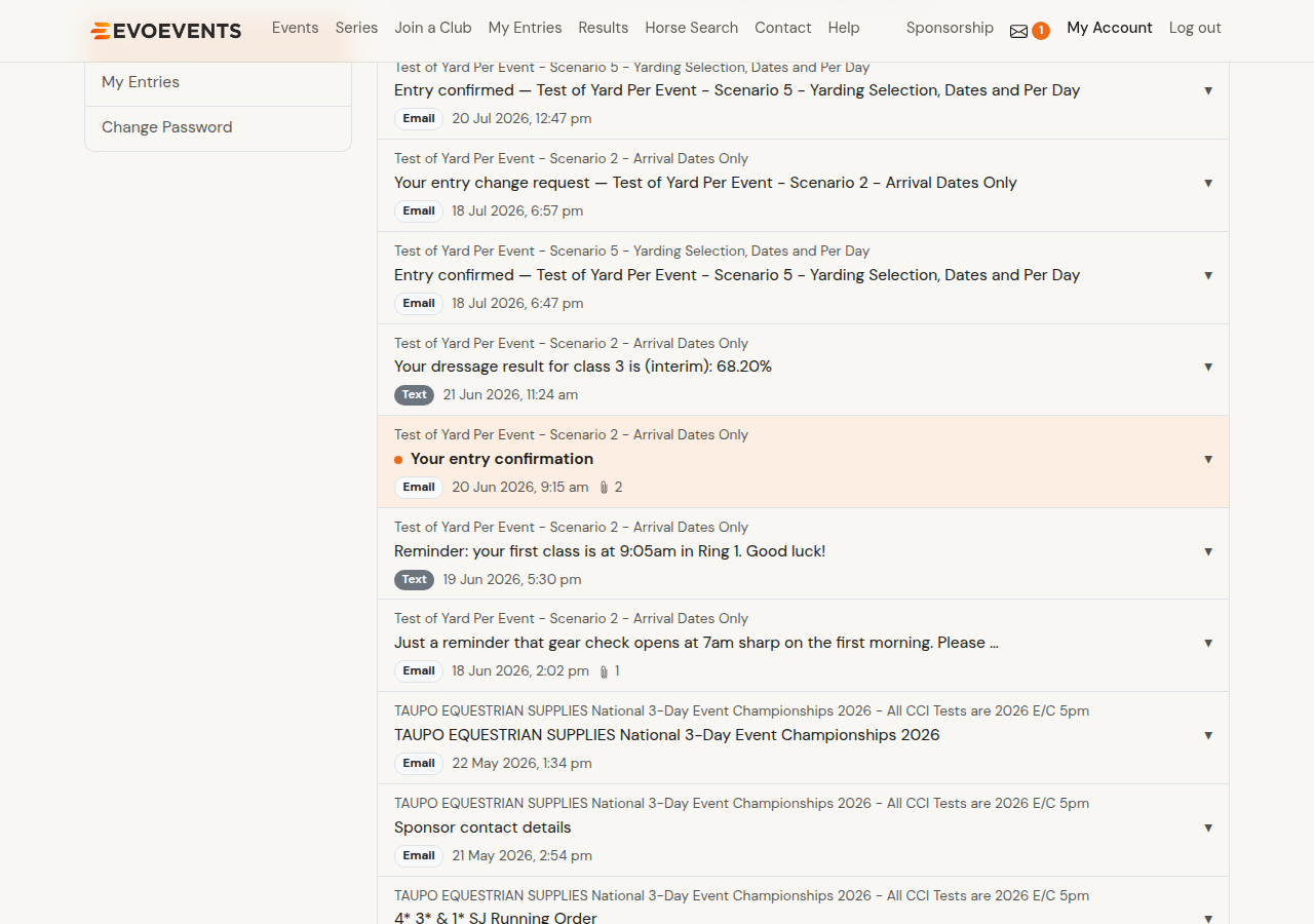 The Messages page