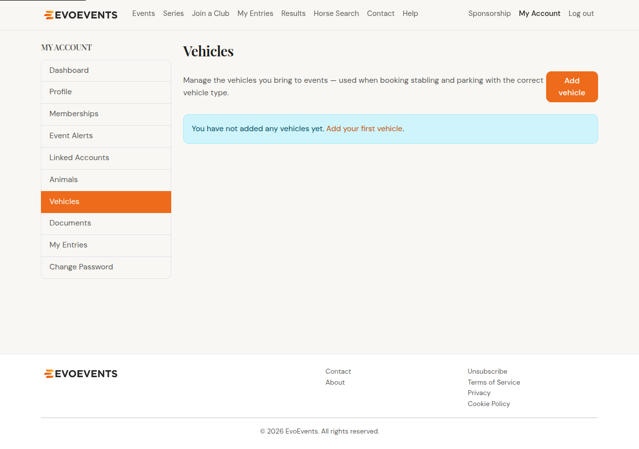 The Vehicles page
